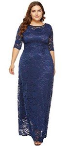 FEOYA Plus Size Lace Evening Cocktail Dress