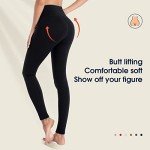 GIMDUMASA Leggings with Pockets for Women High Waist Yoga Pants Flex Leggings Tummy Control Workout Running Tights GI188 Black