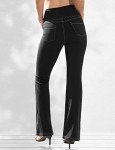 VOOVEEYA Casual Bootcut Yoga Dress Pants for Women 4 Pockets-Flare Leggings High Waist Tummy Control Bootleg Work Pants（Bootcut-Black-L）