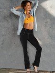 VOOVEEYA Casual Bootcut Yoga Dress Pants for Women 4 Pockets-Flare Leggings High Waist Tummy Control Bootleg Work Pants（Bootcut-Black-L）