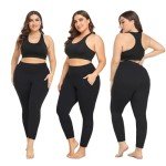 FULLSOFT 3 Pack Plus Size Leggings with Pockets for Women -High Waist Stretchy 1X-4X Workout Yoga Pants(3XL,BLK)