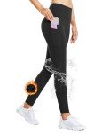 BALEAF Women's Fleece Lined Leggings Winter Pants Water Resistant Pockets High Waisted Hiking Warm Running Leggings Snow Ski Black M