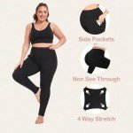 FULLSOFT 3 Pack Plus Size Leggings with Pockets for Women -High Waist Stretchy 1X-4X Workout Yoga Pants(3XL,BLK)