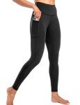 Yogaration Everyday Leggings for Women, High Waisted Yoga Pants with Deep Side Pockets, Non-See-Through Workout Leggings, Full Length, Brushed(Black, Medium)