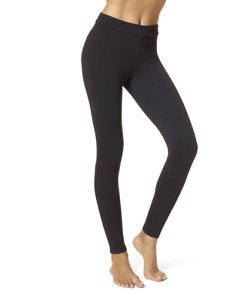 HUE Women's Wide Waistband Blackout Cotton Leggings, Assorted, Black, Large