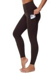 Dragon Fit High Waist Yoga Leggings with 3 Pockets Tummy Control Workout Running Yoga Pants for Women Brown