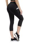 ALONG FIT Capri Leggings with Pockets for Women, Capris for Women, Yoga Pants, 3/4 Leggings for Women High Waist (Black,Large)