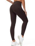 Dragon Fit High Waist Yoga Leggings with 3 Pockets Tummy Control Workout Running Yoga Pants for Women Brown