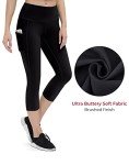 ALONG FIT Capri Leggings with Pockets for Women, Capris for Women, Yoga Pants, 3/4 Leggings for Women High Waist (Black,Large)