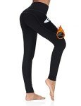 ALONG FIT Fleece-Lined-Leggings with Pockets Yoga-Pants Black Gym Workout Ski Snow Tights Thermal Winter Warm