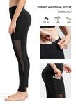 ALONG FIT Soft Mesh Yoga Pants with Side Pockets Workout High Waist Breathable Stretchy Leggings for Women(BK007 CA,L)