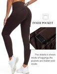 Dragon Fit High Waist Yoga Leggings with 3 Pockets Tummy Control Workout Running Yoga Pants for Women Brown