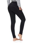 ALONG FIT Fleece-Lined-Leggings with Pockets Yoga-Pants Black Gym Workout Ski Snow Tights Thermal Winter Warm