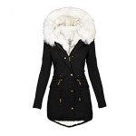Winter Coats for Women Plus Size Hooded Parkas Thick Faux Wool Lined Jackets Casual Zip up Outwear with Pockets