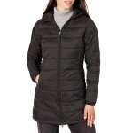 Amazon Essentials Women's Lightweight Long-Sleeve Full-Zip Water-Resistant Packable Hooded Puffer Coat, Black, Medium
