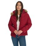 Tommy Hilfiger Women's Faux Fur Trimmed Short Puffer, Rouge, X-Large
