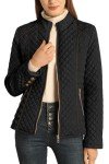 Bellivera Women's Stand Collar Lightweight Quilted Puffer Jacket, The Padded Zip Coat for Spring and Fall 087 black S