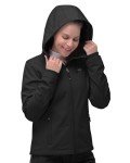 33,000ft Women's Softshell Jacket, Fleece Lined Warm Jacket Light Hooded Windproof Coat for Outdoor Hiking
