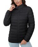 MAGCOMSEN Women's Puffer Jacket Long Sleeve Lightweight Winter Outerwear Zip-up Coat with Zip Pockets, Black S