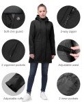 33,000ft Women's Softshell Long Jacket with Hood Fleece Lined Windproof Warm up Waterproof Windbreaker
