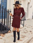 Cozy Burgundy Long Sleeve Sweater Dress for Women