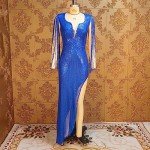 Elegant Blue Sequin Tassel Mermaid Evening Dress