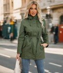 Women's Ligtweight Jackets Anorak Utility Drawstring Waist Hoodie Zip Up Fall Casual Coat with Pockets