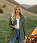 Women's Ligtweight Jackets Anorak Utility Drawstring Waist Hoodie Zip Up Fall Casual Coat with Pockets