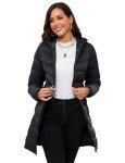 ANOTHER CHOICE Women Puffer Jacket Hooded Warm Lightweight Packable Winter Puffer Coat Outwear (Black, L)
