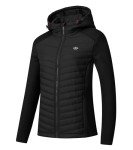 MoFiz Women's Full Zip Hybrid Running Jacket Breathable Fleece Warm Outdoor Hiking Hooded Jacket Coat Black,XL