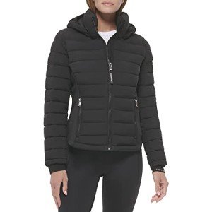 Calvin Klein Womens Water Resistant Casual Lightweight Scuba Side Panels Jacket, Light-weight Black, Medium