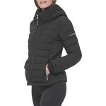 Calvin Klein Womens Water Resistant Casual Lightweight Scuba Side Panels Jacket, Light-weight Black, Medium