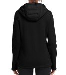 MoFiz Women's Full Zip Hybrid Running Jacket Breathable Fleece Warm Outdoor Hiking Hooded Jacket Coat Black,XL