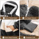 AFFA Fall Winter Coats Hoodies for Women Zipper Sherpa Fuzzy Fleece Jackets Plus Size Striped Casual Warm Coat Fashion Tops Black