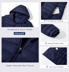 MAGCOMSEN Hooded Puffer Jacket Women with 4 Pockets Quilted Padded Jacket Lightweight Full Zip Winter Long Sleeve Coat, Navy Blue M