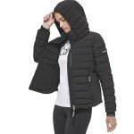 Calvin Klein Womens Water Resistant Casual Lightweight Scuba Side Panels Jacket, Light-weight Black, Medium