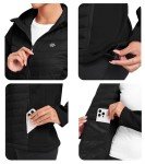 MoFiz Women's Full Zip Hybrid Running Jacket Breathable Fleece Warm Outdoor Hiking Hooded Jacket Coat Black,XL
