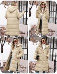 HEEKPEK Women's Winter Down Jacket Long Puffer Coats Mid-Length Warm Windproof Quilted Jackets Hooded Padded with Side Zipper(Khaki,L)