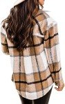 Womens Winter Jacket Coats Dressy Long Sleeve Button-down Shirts Long Plaid Shackets