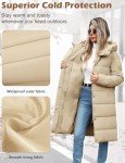 HEEKPEK Women's Winter Down Jacket Long Puffer Coats Mid-Length Warm Windproof Quilted Jackets Hooded Padded with Side Zipper(Khaki,L)