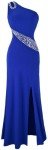 One Shoulder Blue Rhinestone Prom Dress Size 4