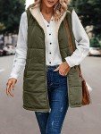 Famulily Women Coat Vest Zipper Cosy Loose Sleeveless Hooded Vest Winter Lightweight Zip Outdoor Reversible Jacket with Pockets Army green M