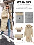 HEEKPEK Women's Winter Down Jacket Long Puffer Coats Mid-Length Warm Windproof Quilted Jackets Hooded Padded with Side Zipper(Khaki,L)