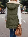 Famulily Women Coat Vest Zipper Cosy Loose Sleeveless Hooded Vest Winter Lightweight Zip Outdoor Reversible Jacket with Pockets Army green M