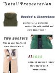 Famulily Women Coat Vest Zipper Cosy Loose Sleeveless Hooded Vest Winter Lightweight Zip Outdoor Reversible Jacket with Pockets Army green M
