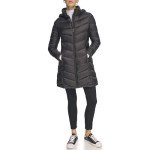 Calvin Klein Women's Light-Weight Hooded Puffer Jacket, Light-weight Black, X-Large