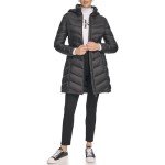 Calvin Klein Women's Light-Weight Hooded Puffer Jacket, Light-weight Black, X-Large
