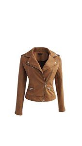 ODCOCD Faux Suede Jacket for Women Long Sleeve Zipper Up Casual Outwear (Large, Coffee)