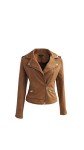ODCOCD Faux Suede Jacket for Women Long Sleeve Zipper Up Casual Outwear (Large, Coffee)