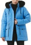 MOERDENG Women's Warm Winter Puffer Coat Thicken Fleece Lined Down Jacket Faux Fur Detachable Hood Snow Parka